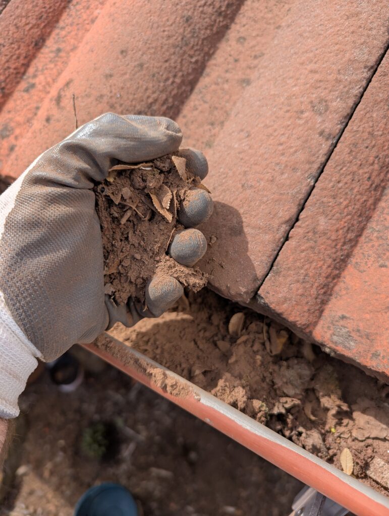 Gutter cleaning dry soil