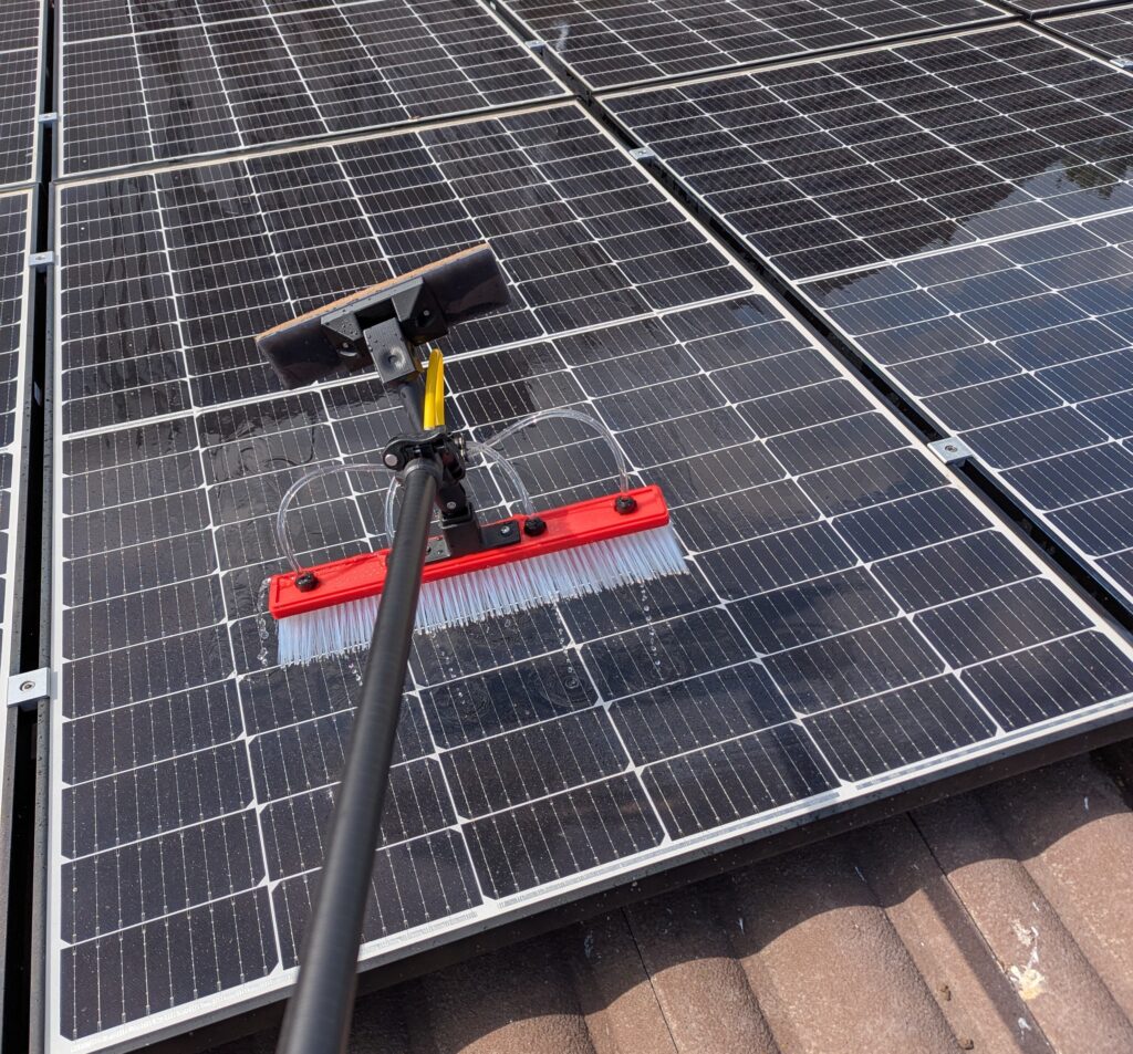 Solar panel cleaning flush