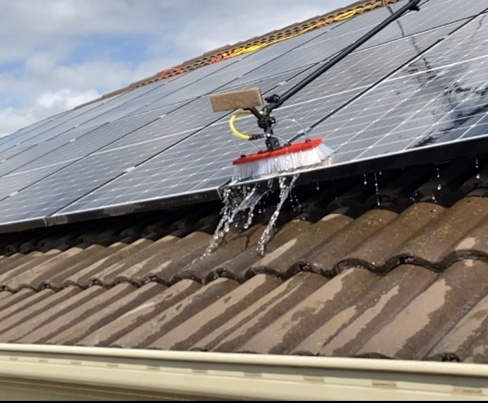Solar panel cleaning rinse of panels